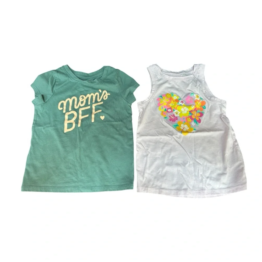 Cat & Jack Green and White Short Sleeve Tees